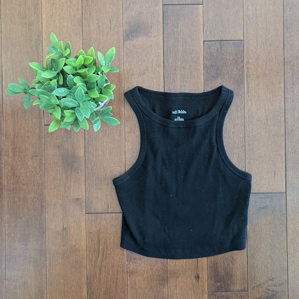 4/$25 WILD FABLE BASIC BLACK RIBBED TANK TOP